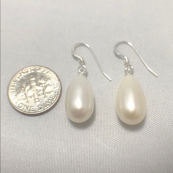 Jewelry - White Teardrop AAA+ Pearl Earrings-Sterling Silver